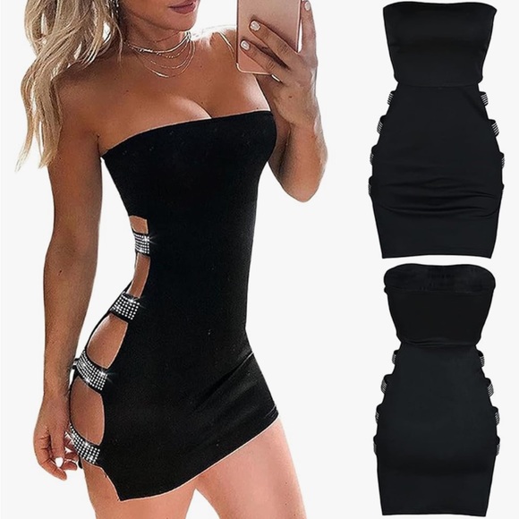 NWOT Women Sexy Tube Tops Dress Solid - Picture 4 of 6